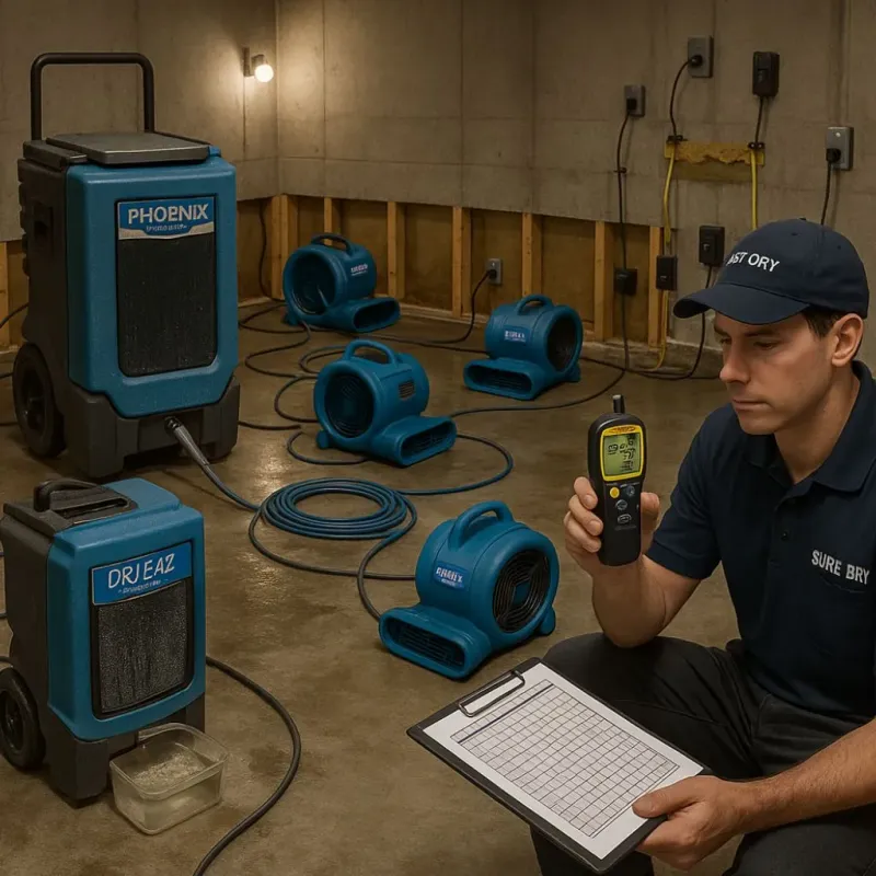 Structural Drying and Dehumidification process in Green Oaks, IL